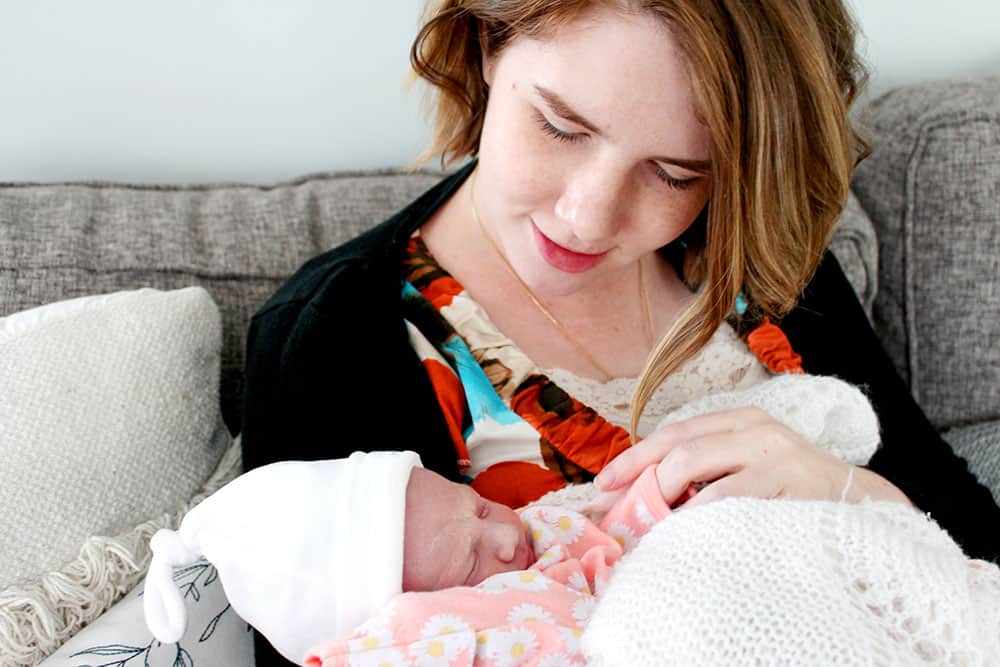 mom holding newborn