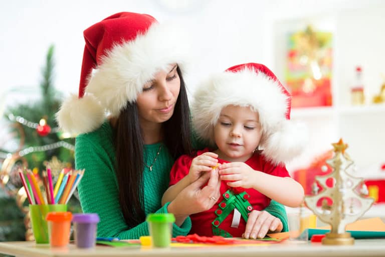 Mom doing Christmas Activities for Toddlers