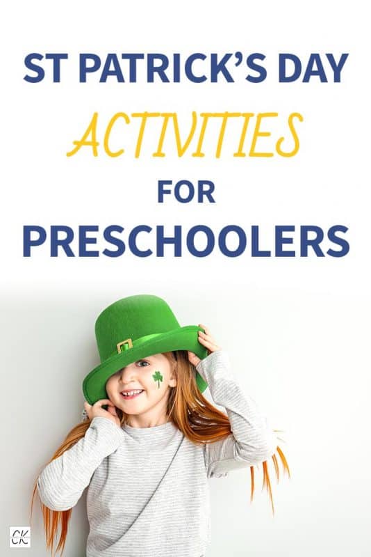 Pinterest image about St Patrick's Day activities for preschoolers