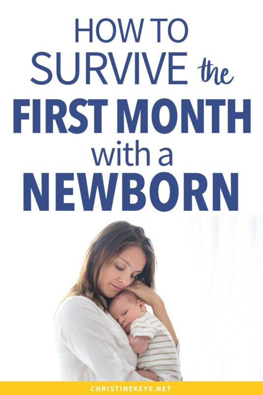 how to survive the first month with a newborn pinnable image