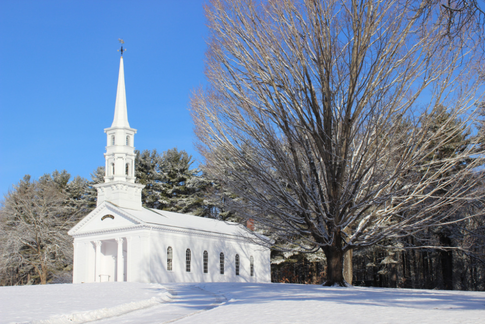 church in the snow