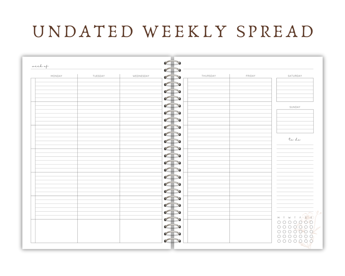 weekly homeschool planner spread