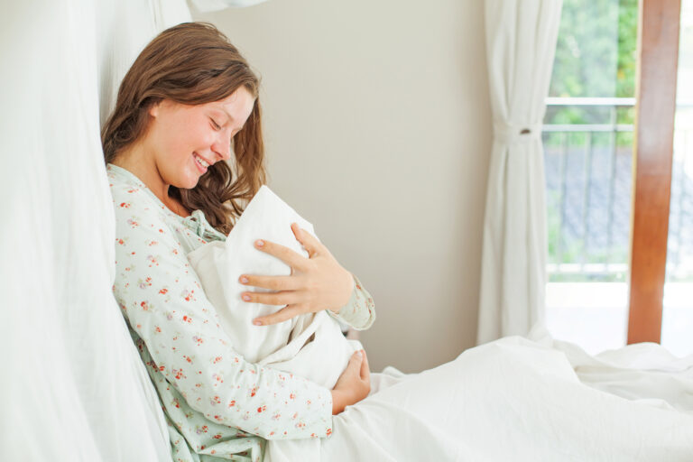new mom holding new baby