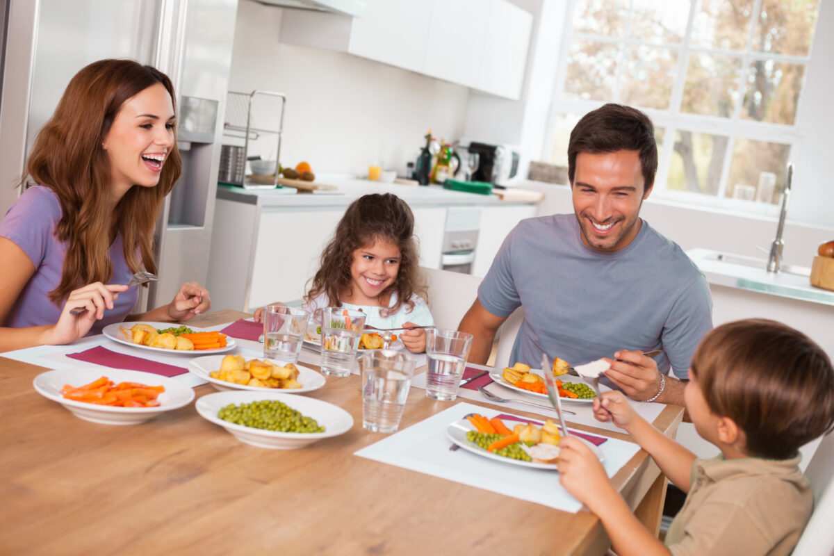 family eating dinner together