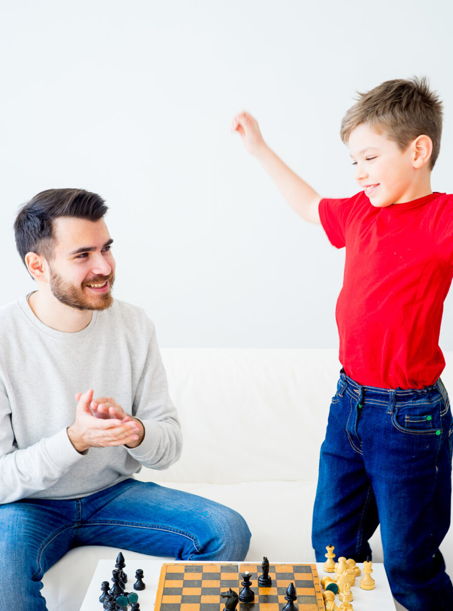 father and son playing games