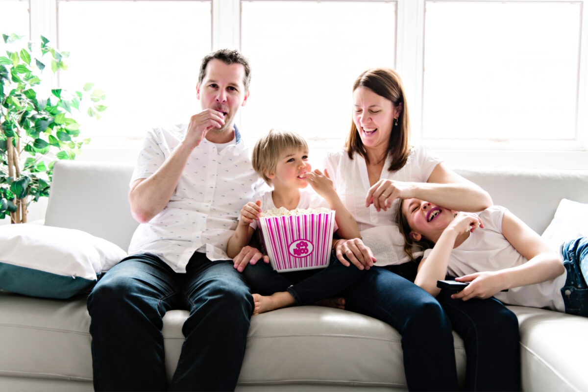 family watching movie