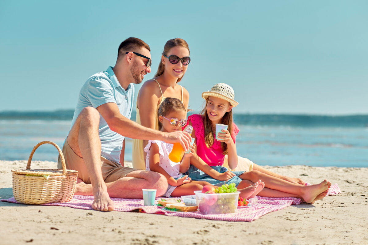 family at the beach