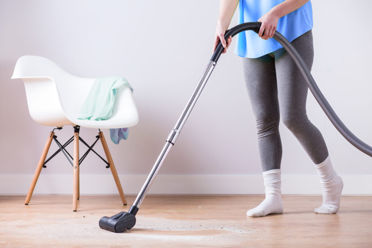 woman vacuuming
