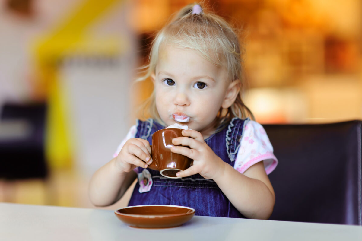 Toddler drinking fluffy