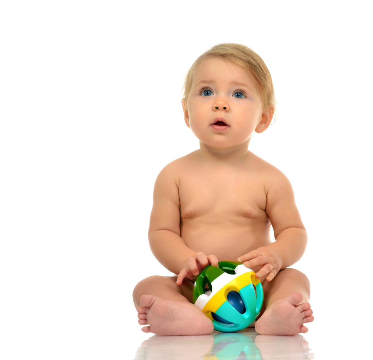 toddler holding ball