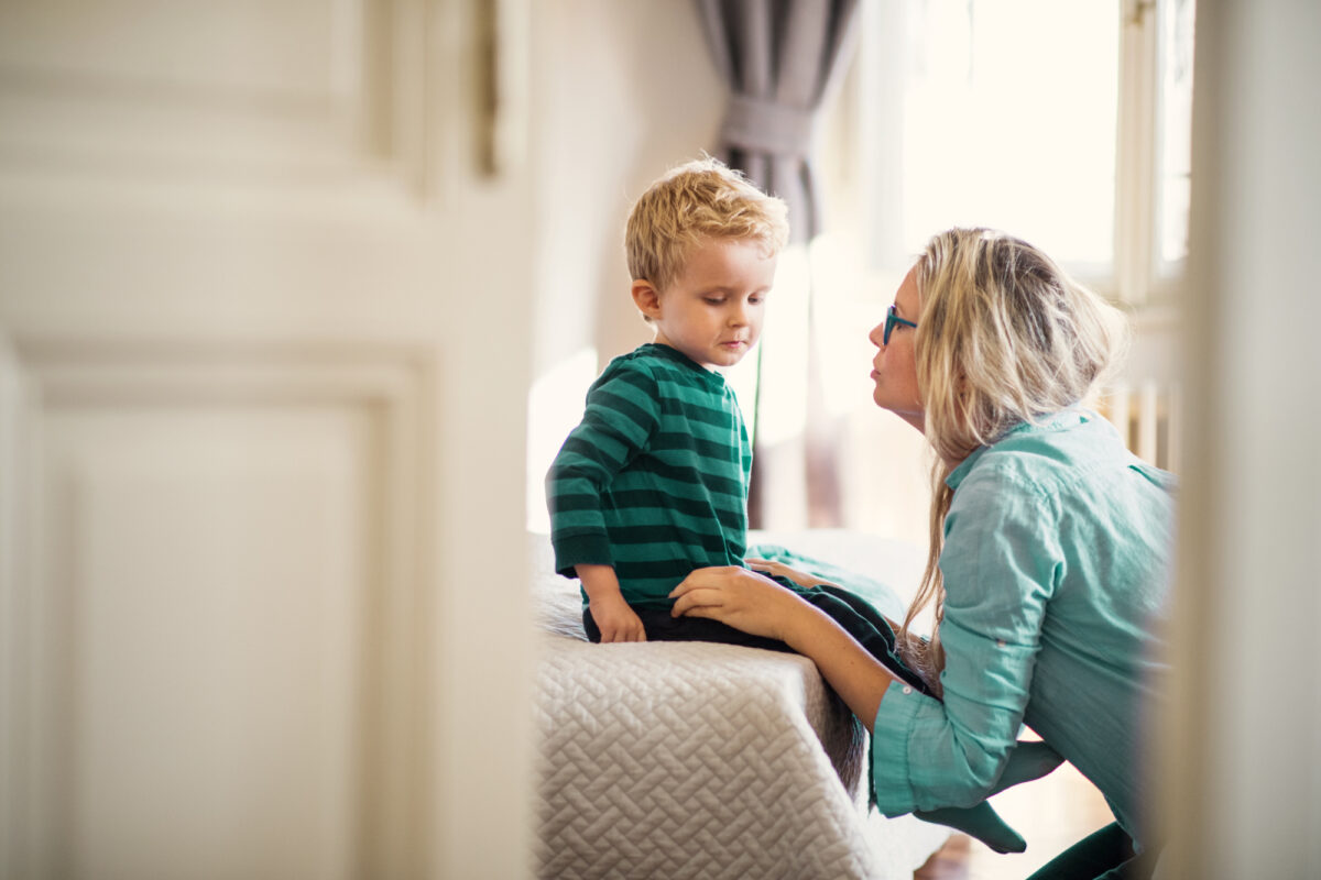 parent talking to child