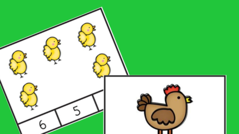 Image for Free Farm Count and Clip Printable Cards