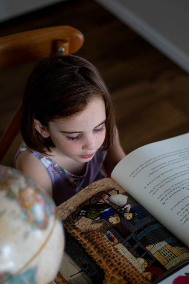 little girl reading