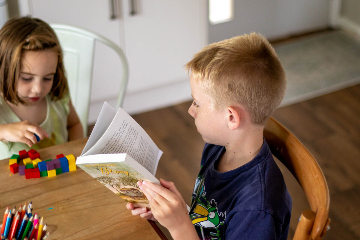 young boy reading