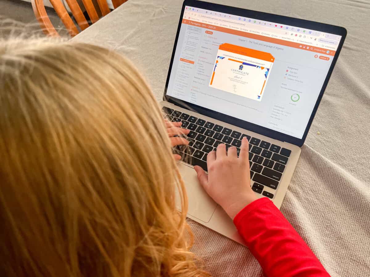 young girl using Mr D Math gamification