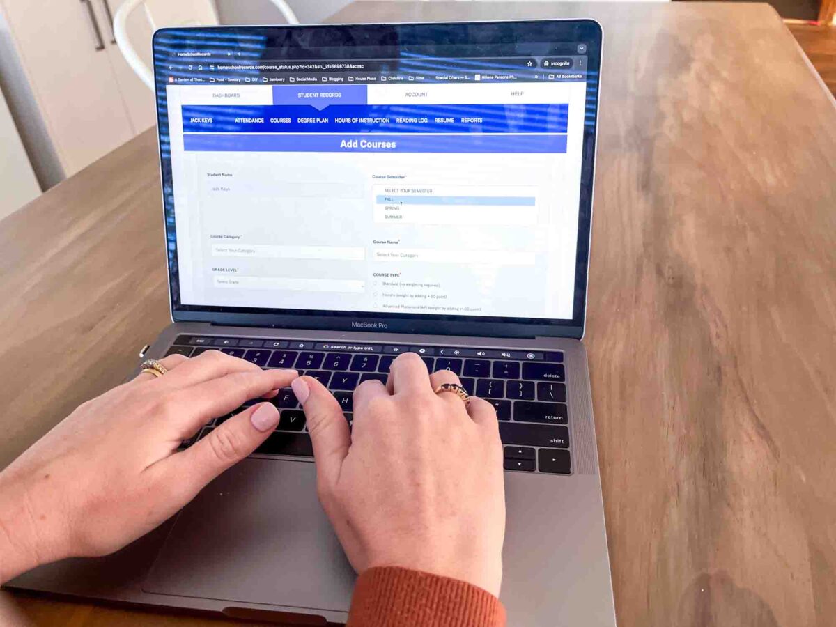 homeschool records interface