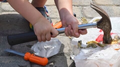 Image for Hammers and ice blocks - summer activity for kids