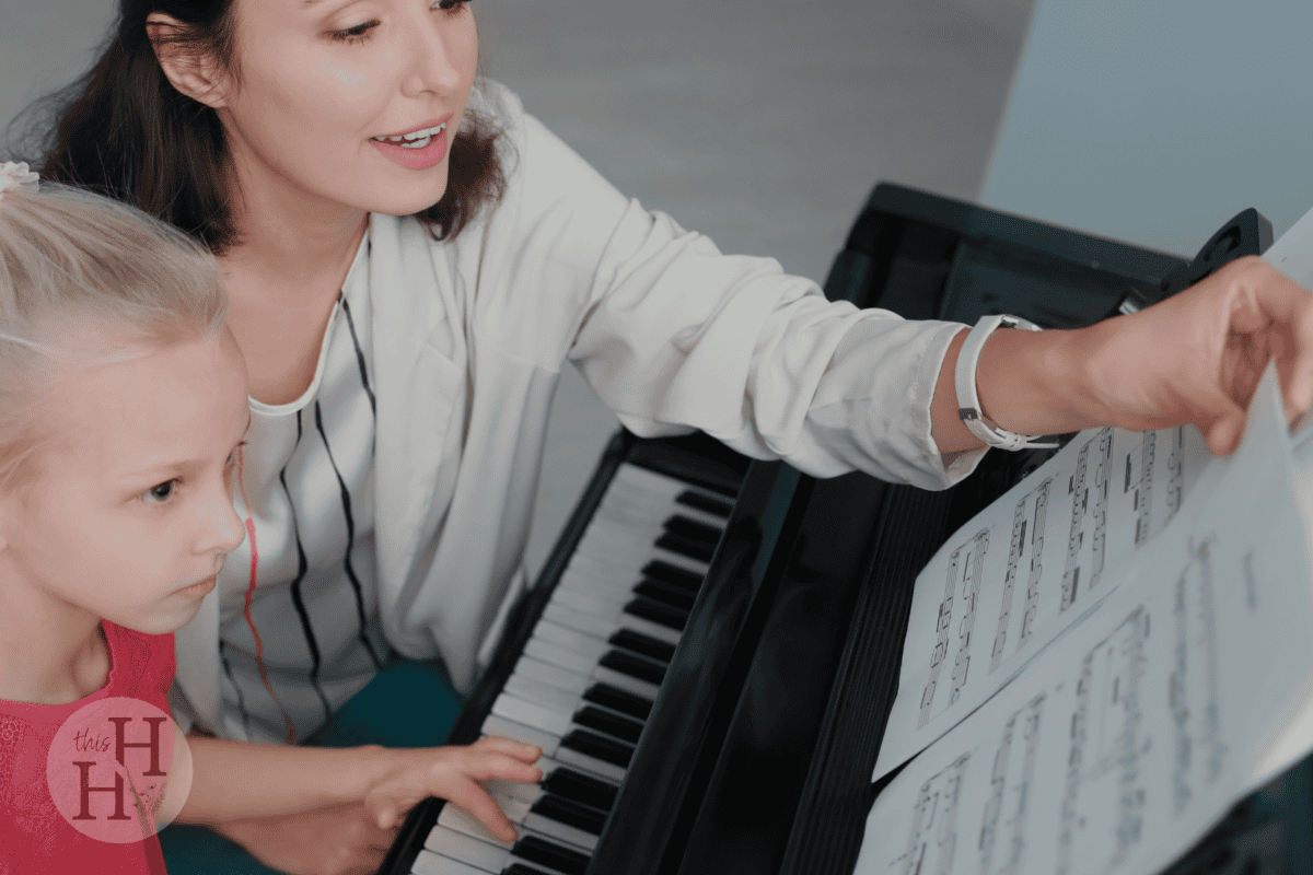 homeschool child doing piano lessons