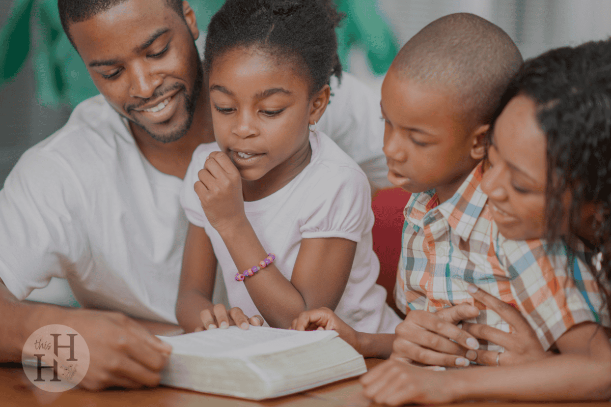 family reading about forgiveness in the bible