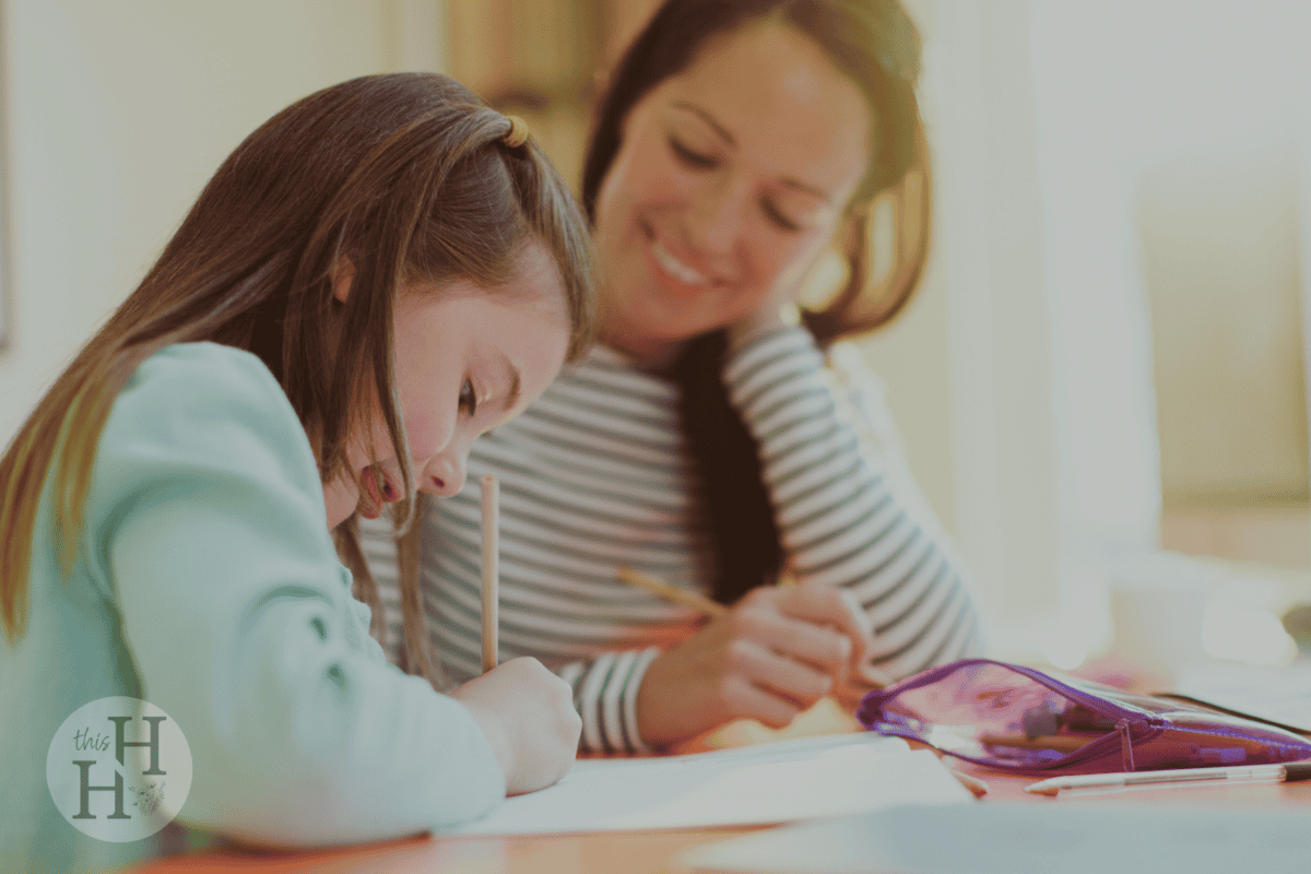 mom teaching daughter