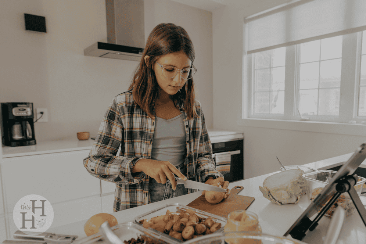 teen girl cooking