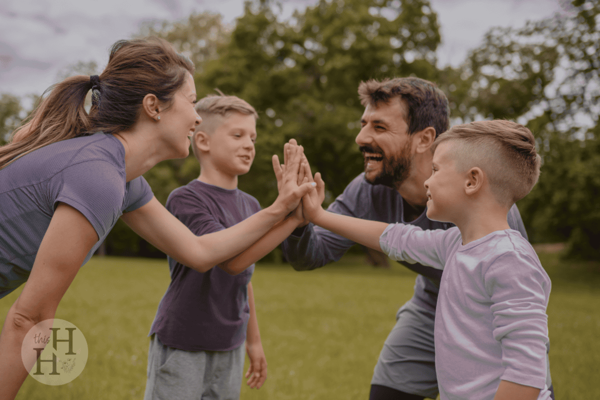 family encouraging each other