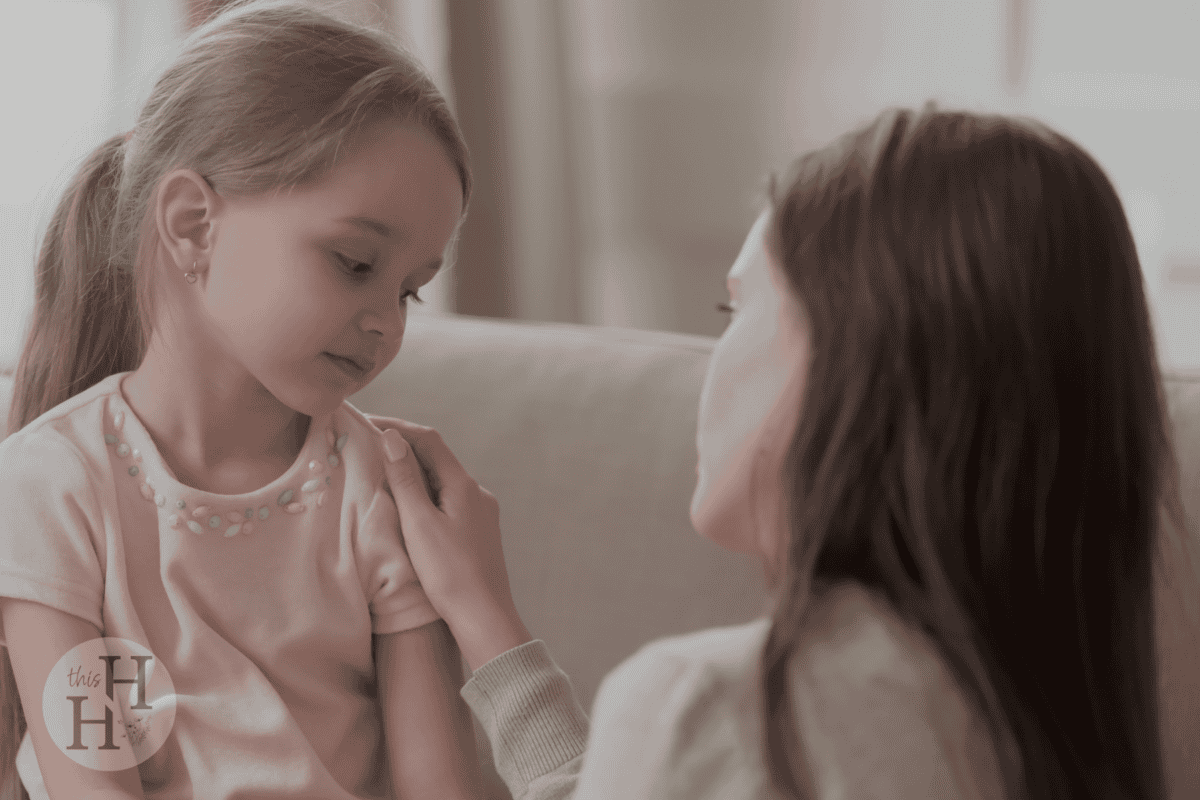 mom talking to daughter