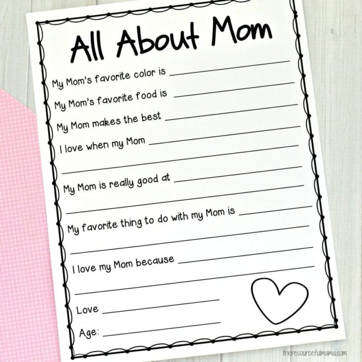 Image for All About Me Mother’s Day Survey {Free Printable for Kids}