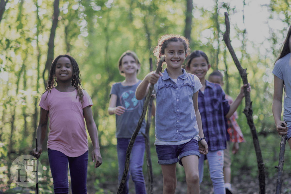 kids on spring nature walk