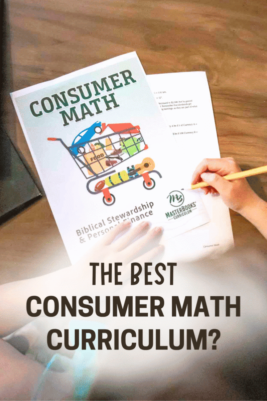 A student engages with the Consumer Math curriculum, suitable for high school and homeschool math studies.