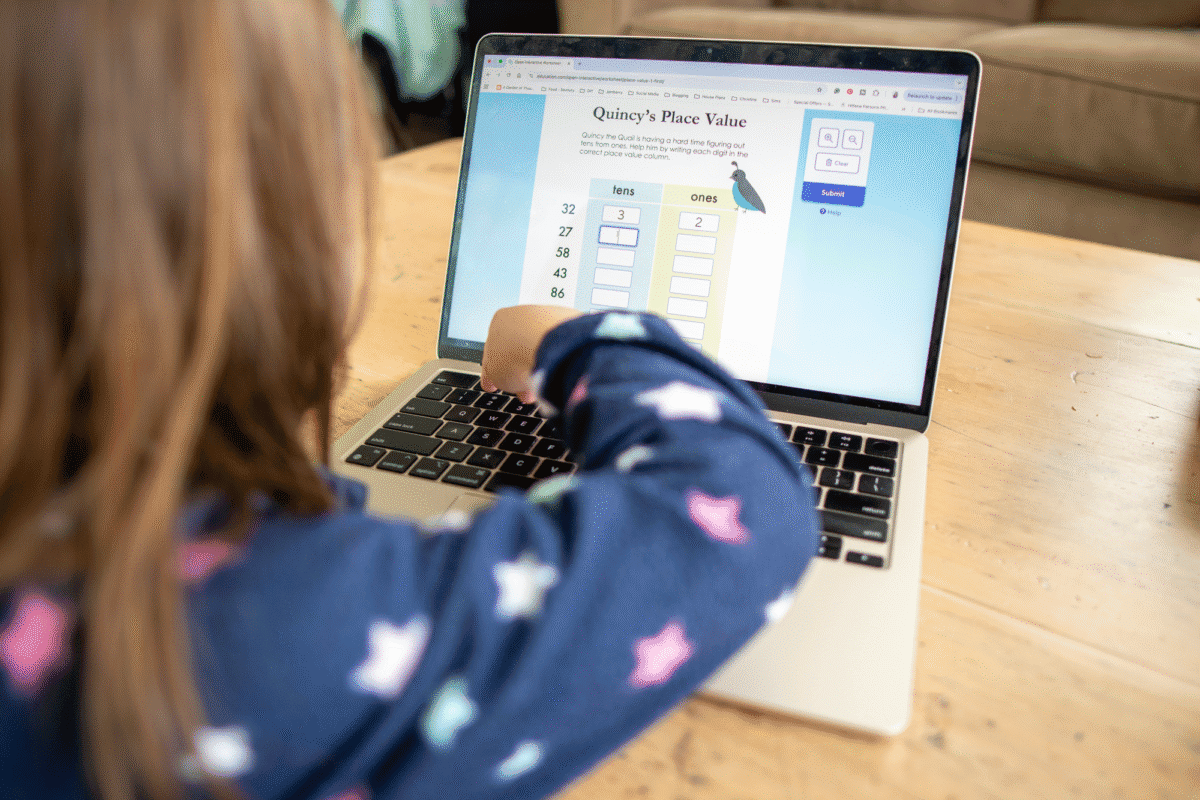 child using education.com website