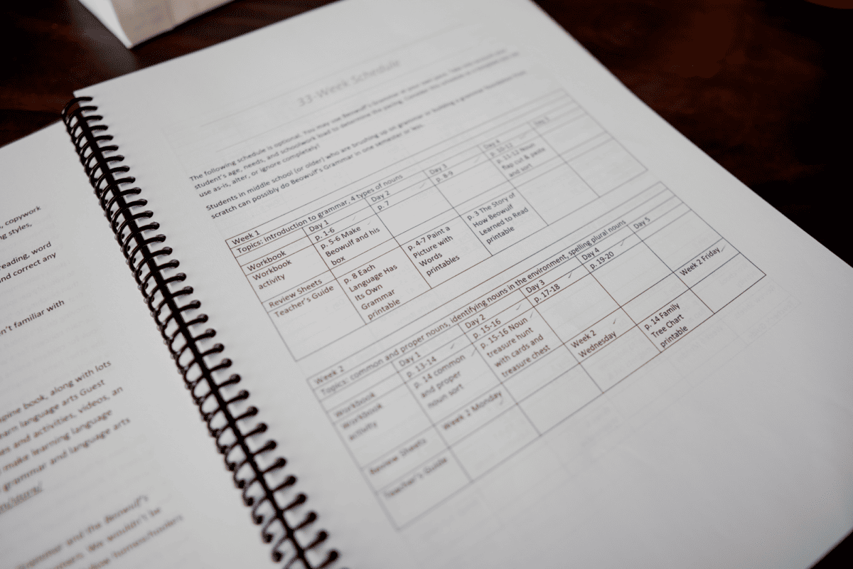 homeschool grammar schedule