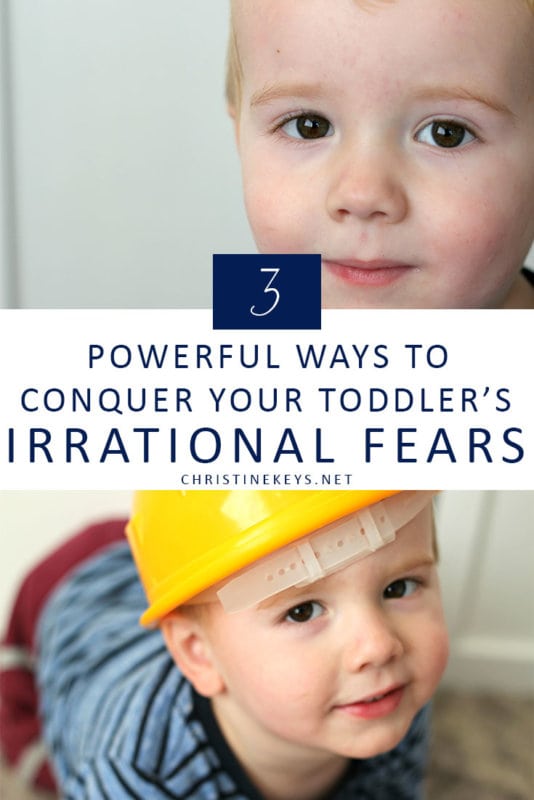 3 Powerful Ways To Conquer Your Toddler's Irrational Fears || Knowing how to help your toddler with a fear that seems irrational to you can be challenging. Use these 3 strategies to work with your child to overcome their fears. #parenting #toddlers #motherhood #toddlerfear #parentinghacks #gentleparenting #positiveparenting