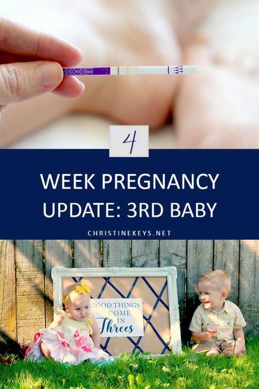 4 Week Pregnancy Update: 3rd Baby || Read all about how mom and baby are doing at 4 weeks gestation. Learn about common pregnancy symptoms during this time. #pregnancy #motherhood #baby