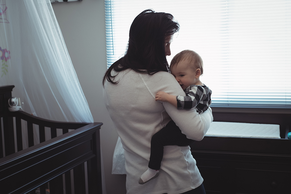 Mom holding baby