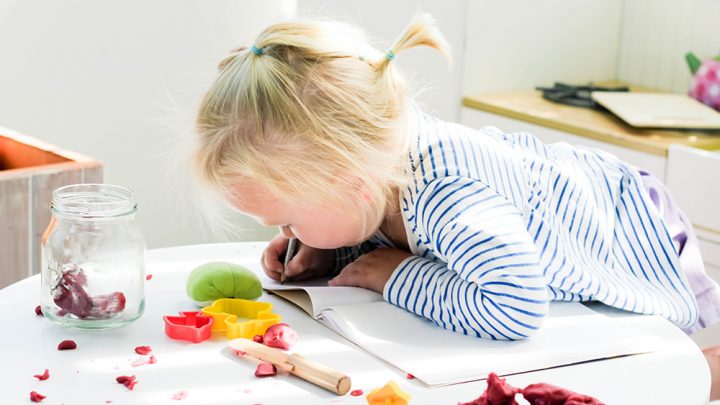 toddler having independent play time