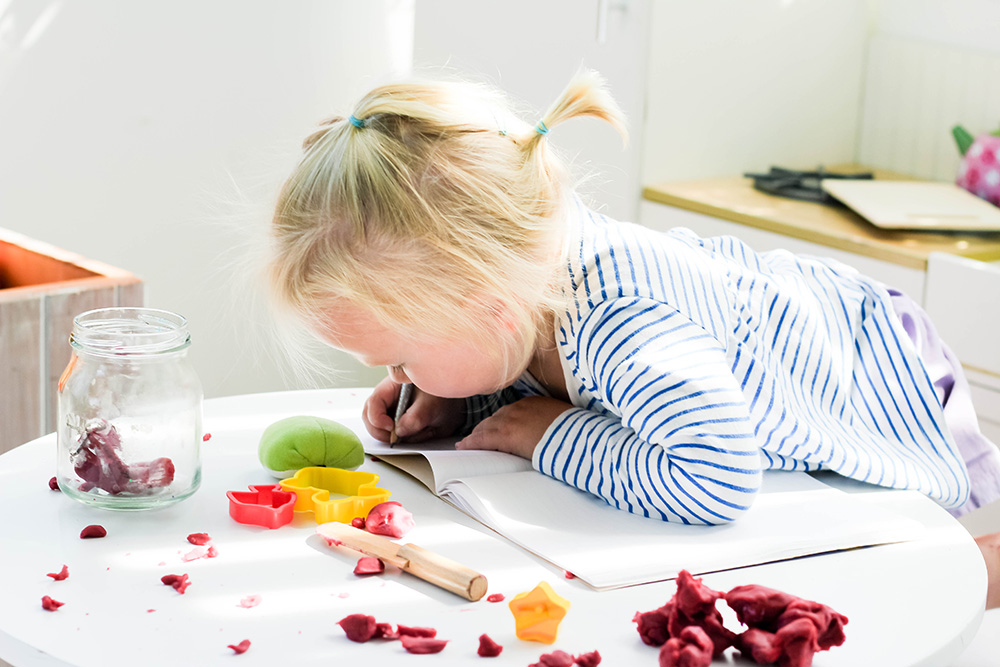 toddler having independent play time