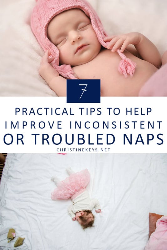 Pinterest image about how to improve troubled naps for babies