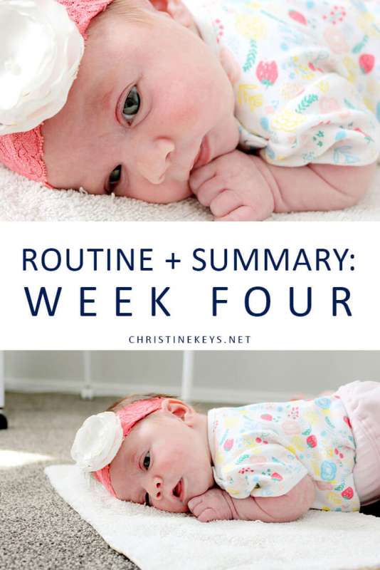 Pinterest image about a routine for a 4 week old